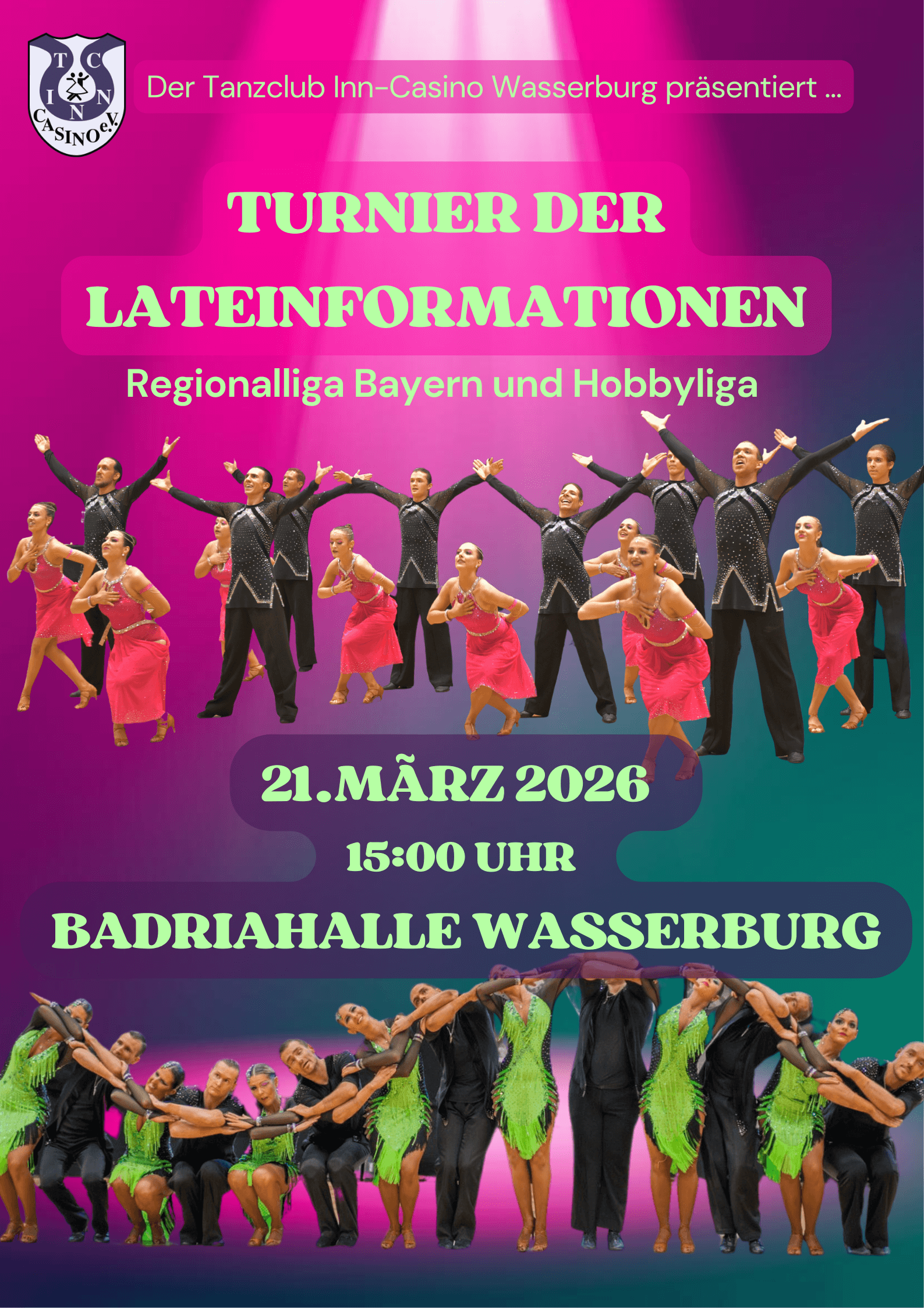 Plakat Turnierankündigung Lateinformation Regionalliga & Hobbyliga Wasserburg 2026